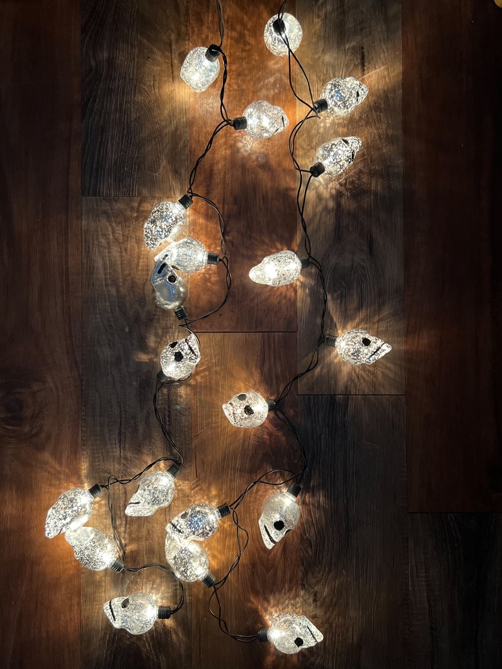 Set of 2 Halloween Skull String Lights, 6 Feet Long